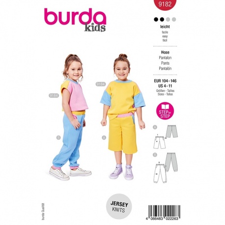 Patron Burda 9182 Kids Pantalon Et Short 104-146cm