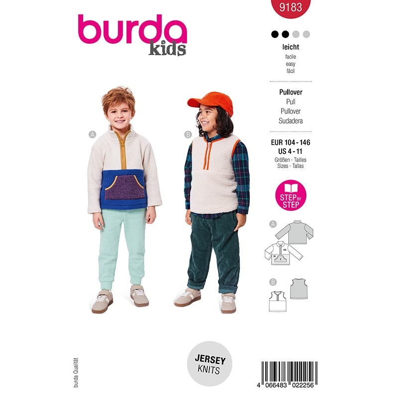 Patron Burda Kids 9183 Pull 104-146cm