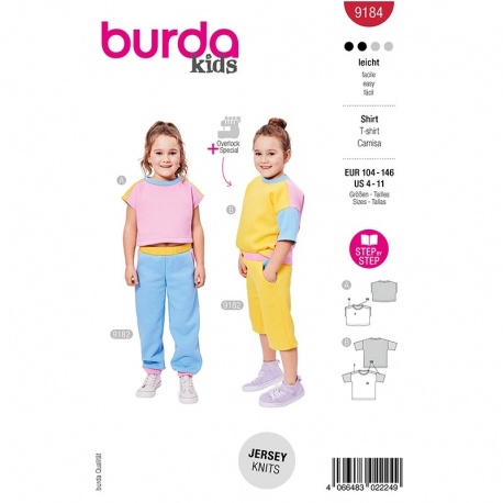 Patron Burda Kids 9184 Tshirt 104-146cm 