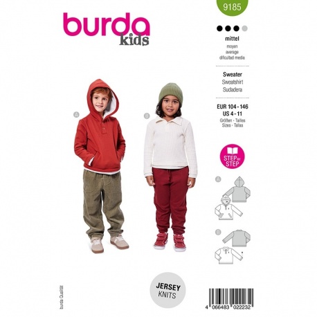 Patron Burda Kids 9185 Sweat et Polo 104-146cm