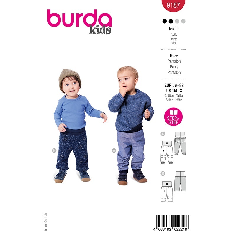 Patron Burda Kids 9187 Pantalon 56-98cm