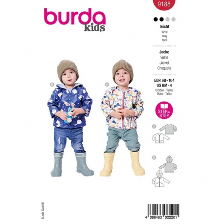 Patron Burda Kids 9188 Vestes 68-104cm