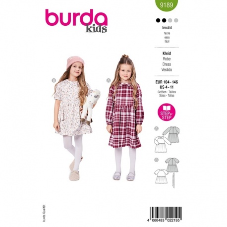 Patron Burda Kids 9189 Robes 104-140cm