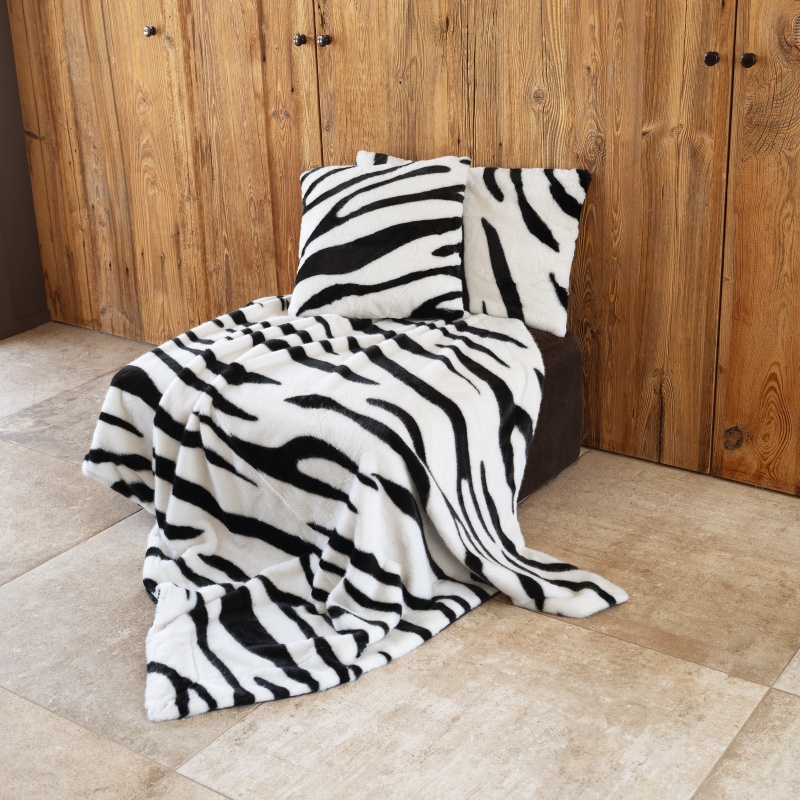 Plaid Fausse Fourrure Noir Zebra