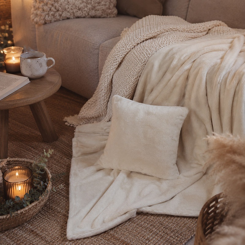 Collection Plaid Housse de coussin Cocon Ivoire