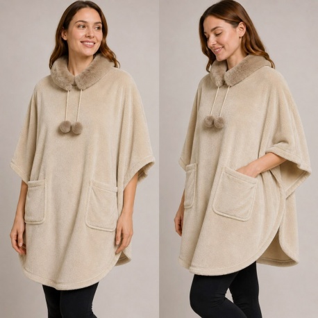 Veste Poncho Cocon Camel 