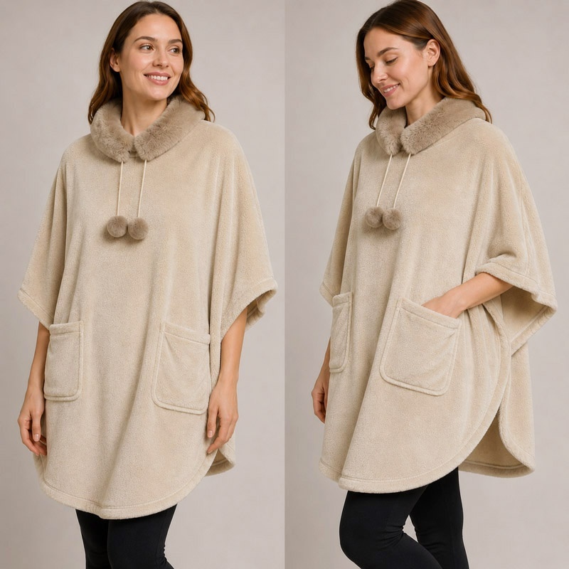 Veste Poncho Cocon Camel 