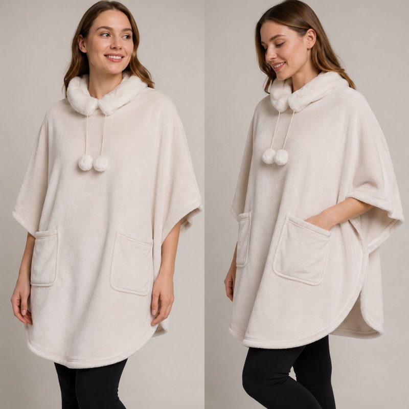 Veste Poncho Cocon Ivoire