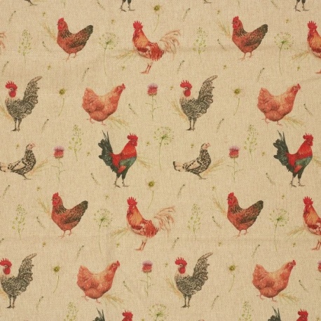 Tissu Imprimé Poule Linenlook 