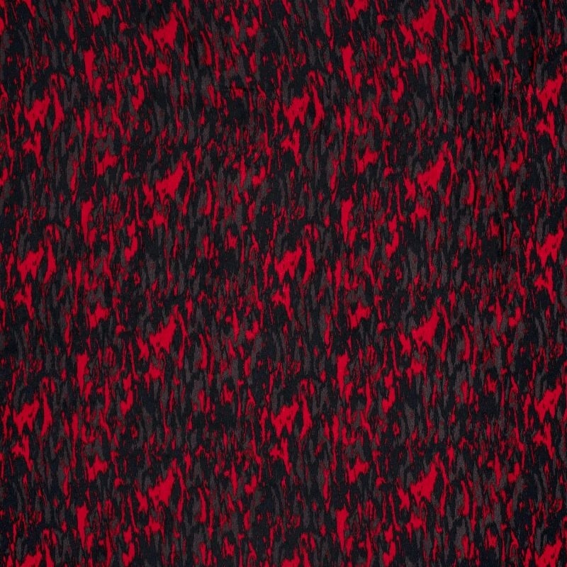Tissu Satin Touché Velours Imprimé Rouge 