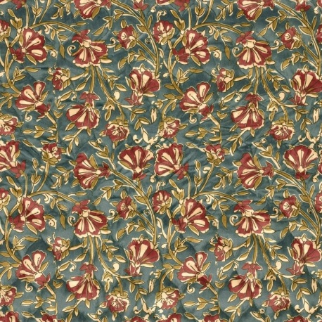 Tissu Velours Matelassé Imprimé Vert