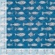 Tissu Coton Matelasse Imprimé Poisson Pagode Denim