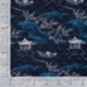 Tissu Coton Matelasse Imprimé Poisson Pagode Denim