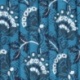 Tissu Coton Matelassé Imprimé Floral Denim 