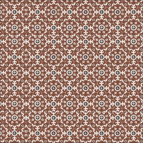 Tissu Voile de Coton Imprimé Motif Fleur Marron