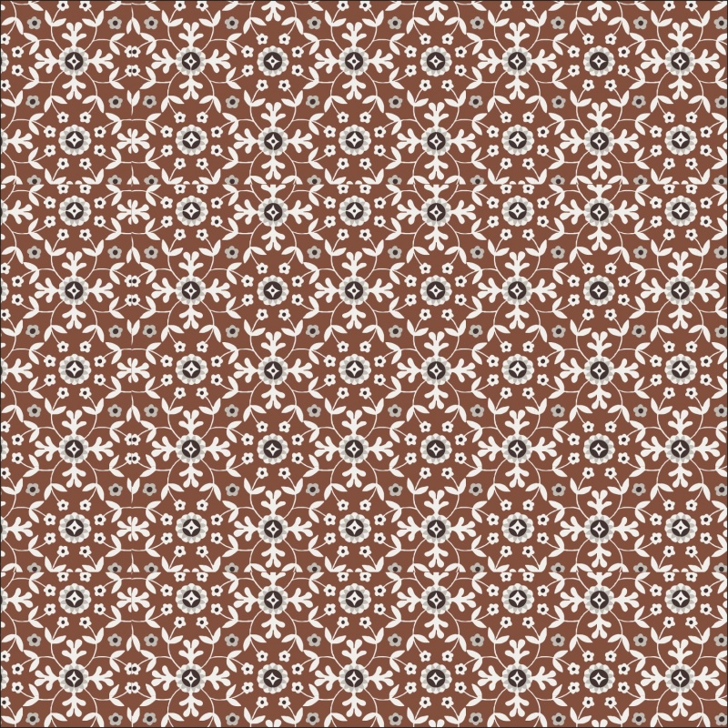 Tissu Voile de Coton Imprimé Motif Fleur Marron