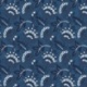 Tissu Voile de Coton Imprimé Fleur Denim