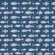 Tissu Voile de Coton Imprimé Poisson Denim