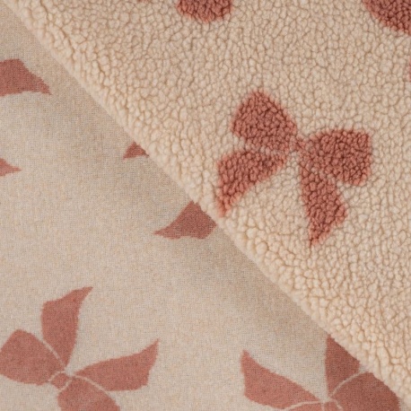 Tissu Teddy Jacquard Imprimé Noeud Sable