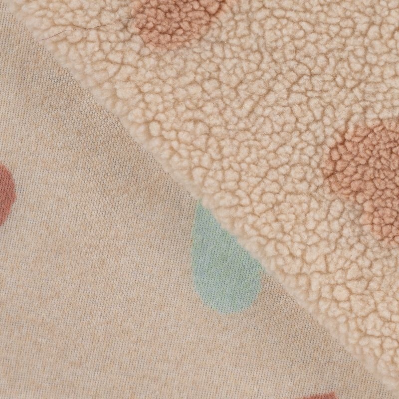 Tissu Teddy Jacquard Imprimé Coeur Sable