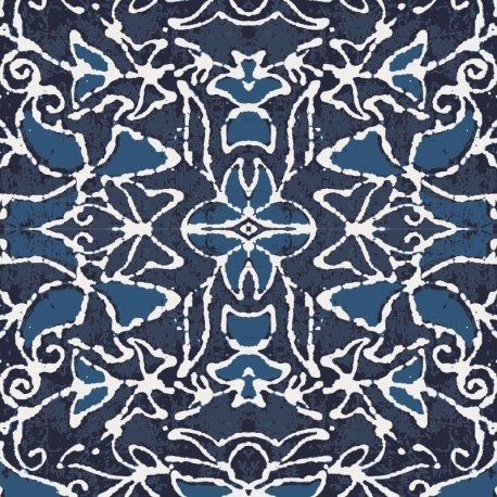 Tissu Voile de Coton Imprimé abstrait Denim