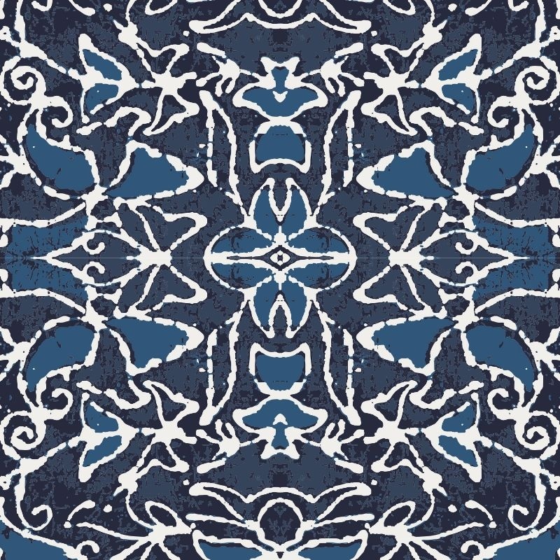 Tissu Voile de Coton Imprimé abstrait Denim