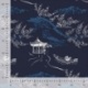 Tissu Voile de Coton Imprimé Pagode Denim 