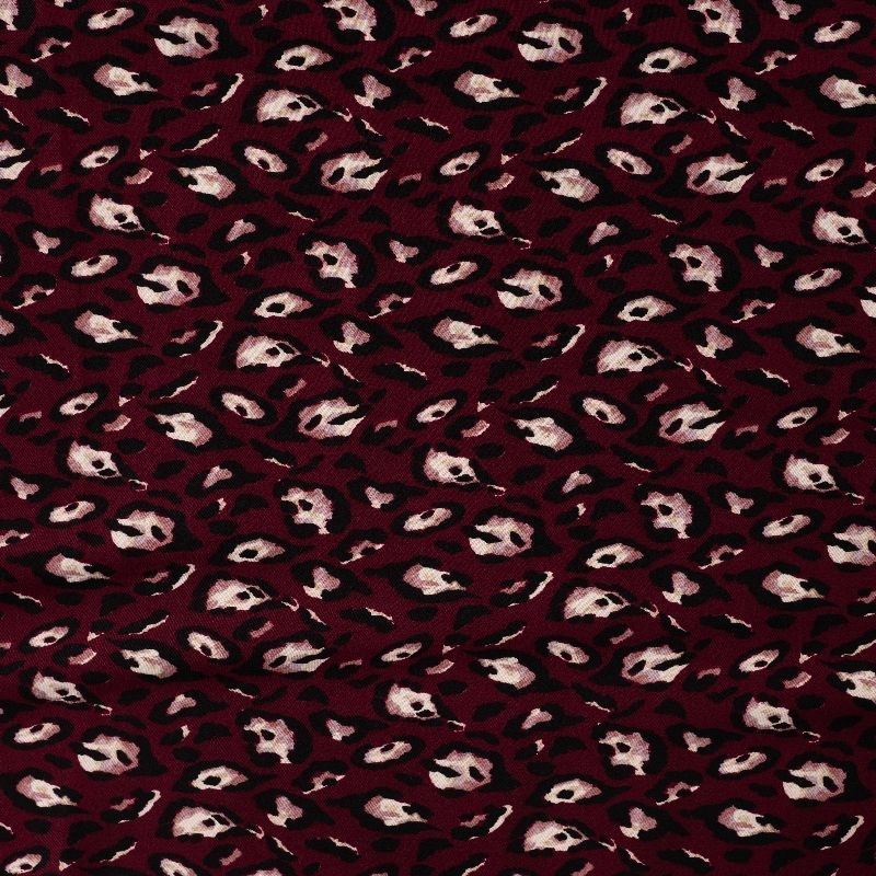 Tissu Serge de Viscose Imprimé Lie de Vin