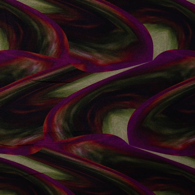 Tissu Serge de Viscose Imprimé Abstrait Kaki 