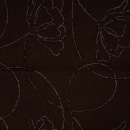Tissu Caban Brodé Marron Foncé