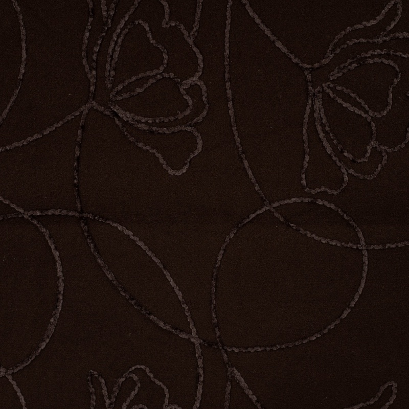 Tissu Caban Brodé Marron Foncé