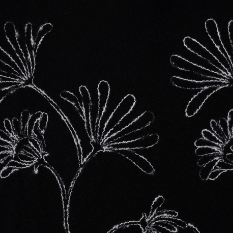 Tissu Caban Brodé Noir