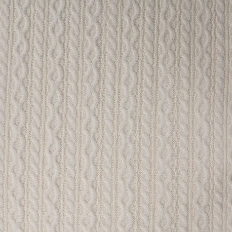 Tissu Maille Jersey Effet Tressé Ecru