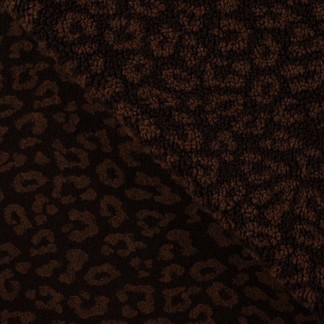 Tissu Teddy Jacquard Leopard Marron 