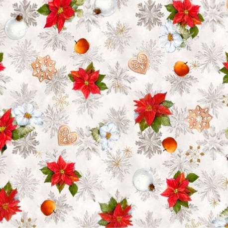 Tissu Imprimé Bosc Noël Blanc