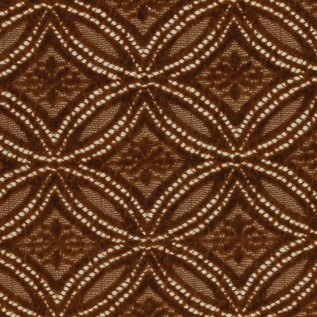 Tissu Dentelle Chenillée Marron 