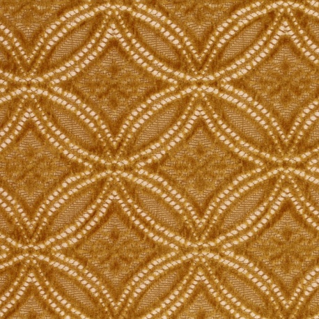 Tissu Dentelle Chenillée Moutarde 