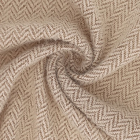 Tissu Maille Chevrons Beige