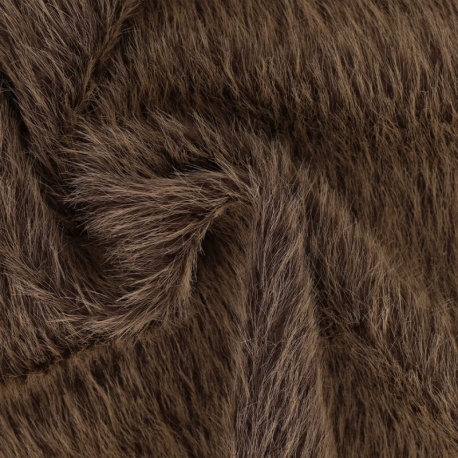 Tissu Fausse Fourrure Poils Longs Chocolat 