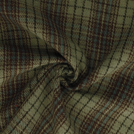 Tissu Jacquard Ecossais Vert marron