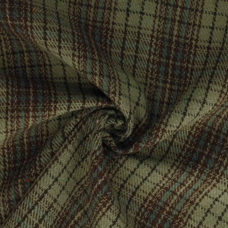 Tissu Jacquard Ecossais Vert marron
