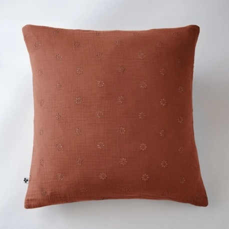 Taie d'Oreiller Gaia Boho Gaze de Coton Terracotta 