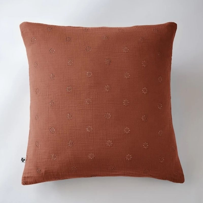 Taie d'Oreiller Gaia Boho Gaze de Coton Terracotta 
