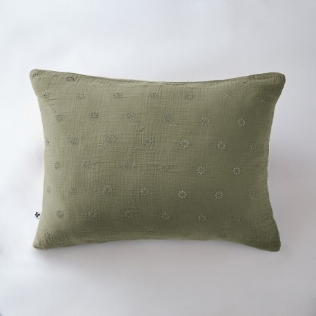 Taie d'Oreiller Gaia Boho Gaze de Coton Romarin 