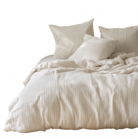 Linge de Lit Harlem Double Gaze Rayé Lin - HAOMY