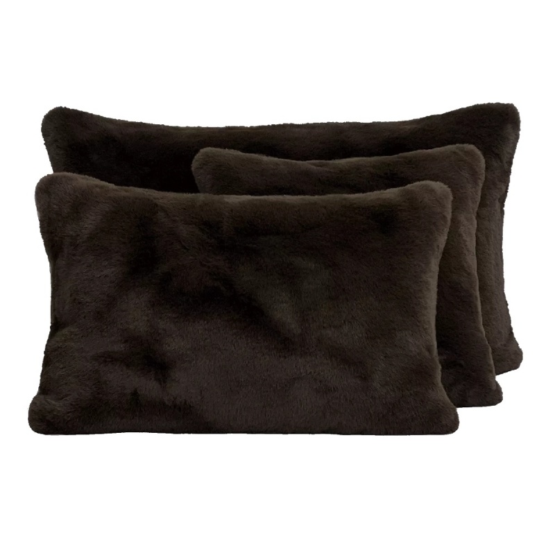 Housse de Coussin Chamonix Fausse Fourrure Brun - HAOMY