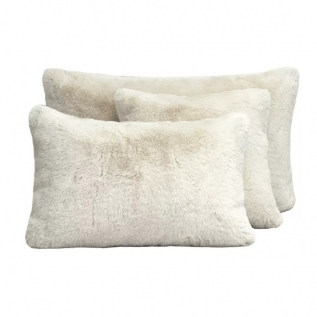 Housse de Coussin Chamonix Fausse Fourrure Ivoire - HAOMY