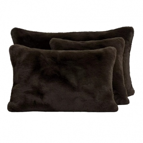 Housse de Coussin Chamonix Fausse Fourrure Brun - HAOMY