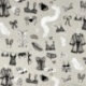 Tissu Resille Toile Imprime Noir et Blanc
