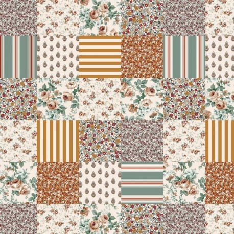 Tissu Fleurville Cretonne Ocre